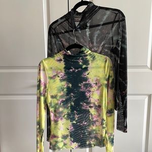 Set of TWO AFRM mesh tie dye shirts